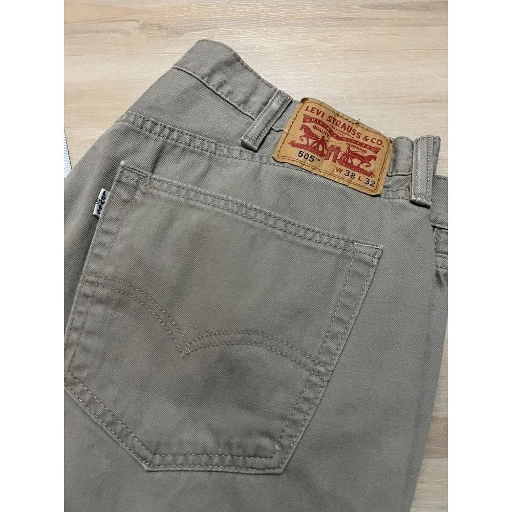 Levi's 505 Khaki Tan Jeans Men's Size Actual‎ 38x30 Cotton Denim Pants